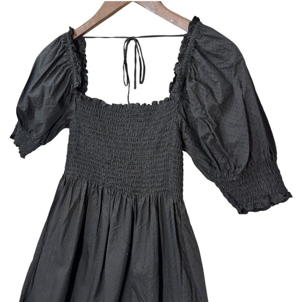 Hill House Home Womens Athena Nap Dress S Black Textured Dot Smocked Cottagecore - Picture 4 of 7